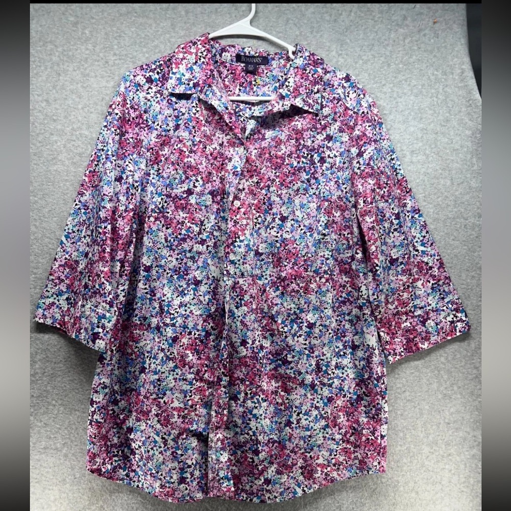 Roaman's Multicolor Floral Button Down Shirt